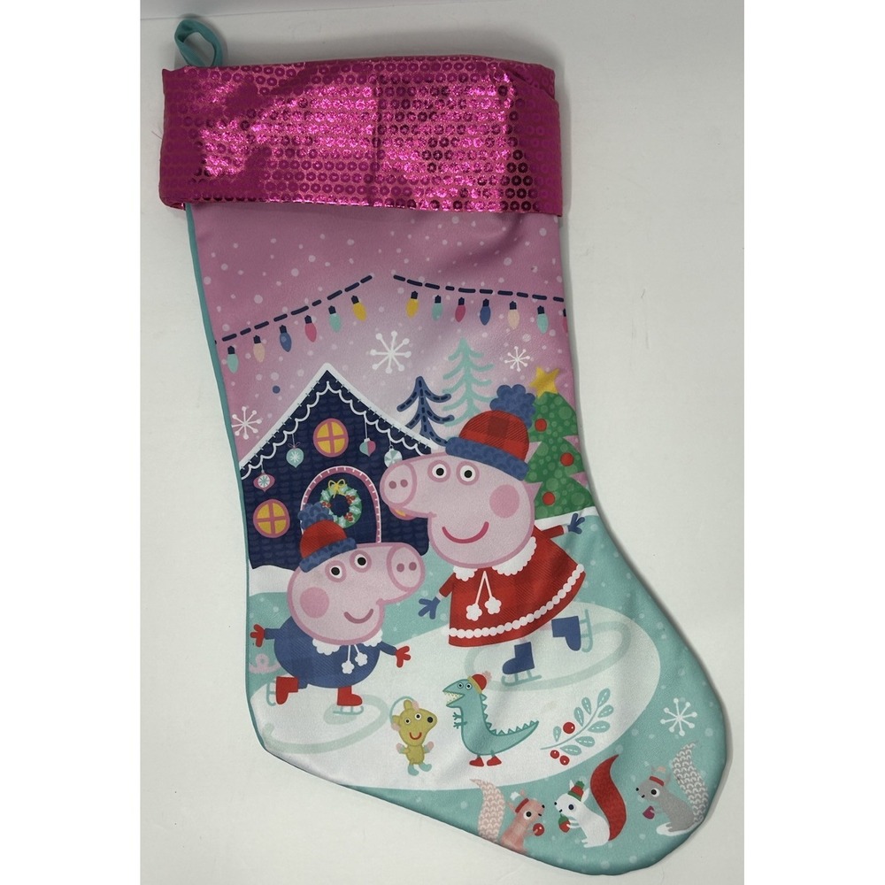 Peppa Pig George Holiday Christmas Stocking Sock 7x 16"‎ Cartoon Decoration